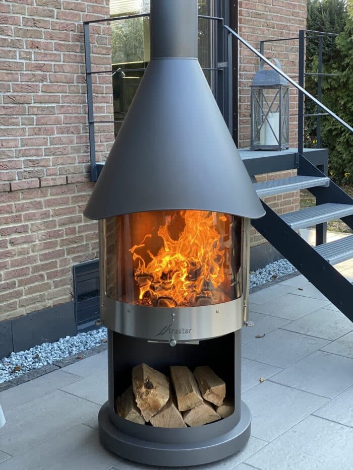 SWING GLAS Gartenkamin dunkelgrau DN 700 - Firestar Gartenkamine