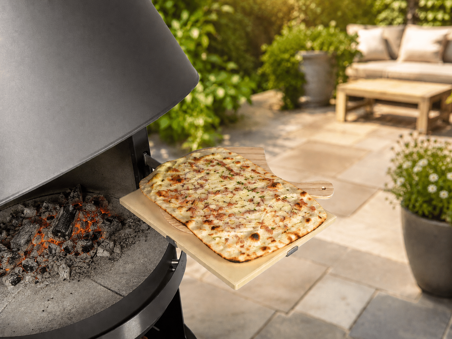 firestar Gartenkamine Pizzastein eckig