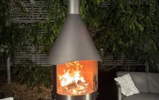 firestar Gartenkamin DN 800 Swing GLAS 3. Generation dunkelgrau