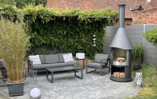 firestar Gartenkamin DN 800 Swing GLAS 3. Generation dunkelgrau