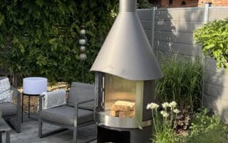 firestar Gartenkamin DN 800 Swing GLAS 3. Generation dunkelgrau