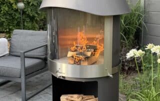 firestar Gartenkamin DN 800 Swing GLAS 3. Generation dunkelgrau