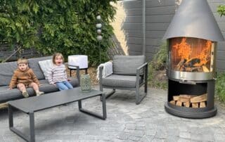 firestar Gartenkamin DN 800 Swing GLAS 3. Generation dunkelgrau